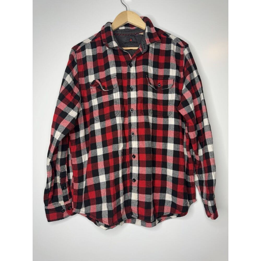 Woolrich Shirt Men XL Plaid Long Sleeve Bushed Flannel Dual Pockets Red White